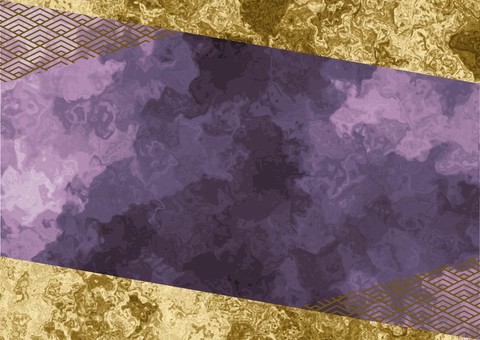 紫と金の和柄とマーブルの背景 マーブル,フレーム,抽象,紫,金,背景,和柄,青海波,リキッド,模様のイラスト素材