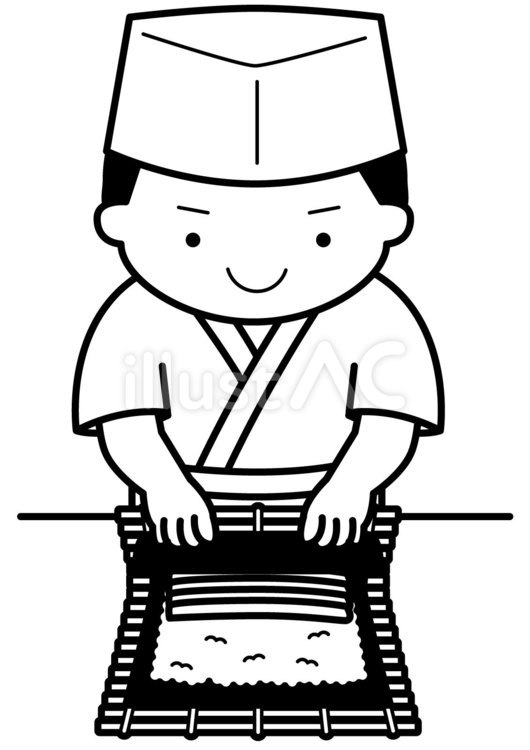 巻き寿司職人-1c 巻き寿司,寿司,職人のイラスト素材