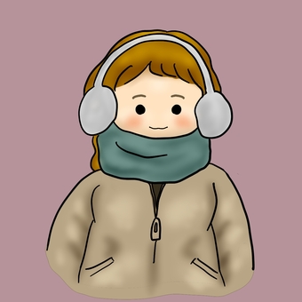 ダウンコート 女性 女性,耳あて,マフラー,防寒,冬のイラスト素材