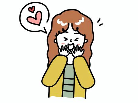 喜ぶ/興奮/はしゃぐ/女性/笑顔 喜ぶ,興奮,笑顔,有頂天,にこにこ,女性,上半身,ハート,大人,プロポーズのイラスト素材