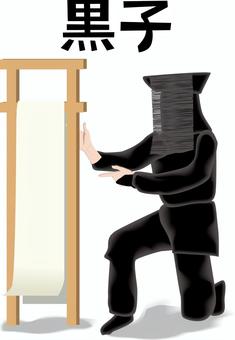 黒子テーマ　 黒子,お題,議題,テーマ,紙,めくる,舞台裏,人物,裏方,漢字のイラスト素材