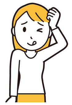  ロングヘア女性(黄)-267-バスト てへぺろ,笑顔,女性,女の子,人物,かわいい,微笑む,にっこり,ニコニコ,バストアップのイラスト素材