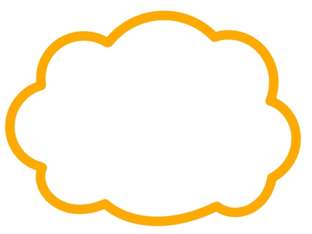 吹き出し　雲型　黄　線画 吹き出し,雲,雲型,黄,シンプル,フレーム,気持ち,セリフ,メッセージ,言葉のイラスト素材