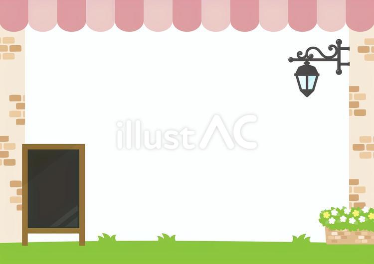 カフェ風テント屋根のフレーム10 カフェ,背景,フレームのイラスト素材
