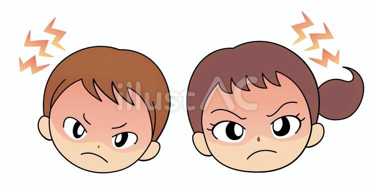 怒っている子供〜男の子と女の子〜 怒っている子供〜男の子と女の子〜 男の子,女の子,少年のイラスト素材