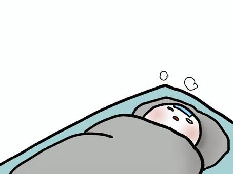 高熱で眠る人 人,寝込む,体調不良,熱,発熱,高熱,暑い,辛い,風邪,病気のイラスト素材