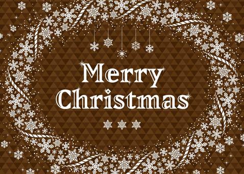 雪の結晶のクリスマスフレーム2茶 クリスマス,12月,冬,雪,結晶,星,点,イベント,フレーム,散布ブラシのイラスト素材