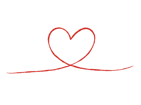線のハート（赤）
