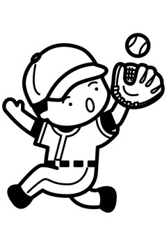 野球-1c 野球,グローブ,ボール,守備,ユニフォーム,帽子,試合,スポーツ,球技,かわいいのイラスト素材