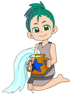 水瓶座をモチーフにした男の子 星座,水瓶座,モチーフ,男の子,カラーのイラスト素材