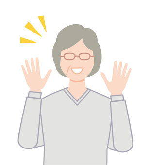 喜ぶ普通のおばさん４ バンザイ,喜ぶ,人,1人,人物,おばさん,女性,70代,60代,シニアのイラスト素材