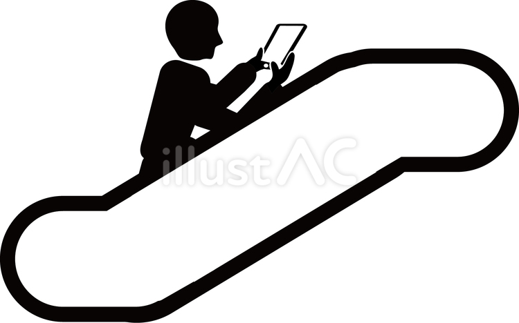 スマホを見ながらエスカレーターを上がる エスカレーター,危険,上がるのイラスト素材