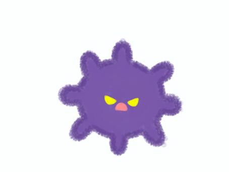クレヨン風　ウイルス　手描き ウイルス,インフルエンザ,ノロウイルス,コロナ,クレヨン,かわいい,飛沫感染,唾,咳,くしゃみのイラスト素材