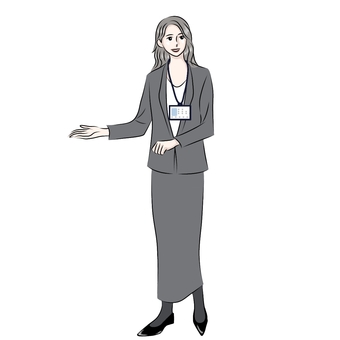 案内　会社　式場　会場　女性 案内,女性,全身,笑顔,仕事,ネームプレート,社員証のイラスト素材