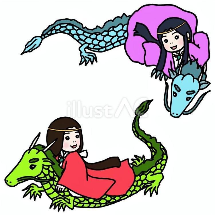 クラオカミとタカオカミ　背景無し クラオカミ,タカオカミ,龗のイラスト素材
