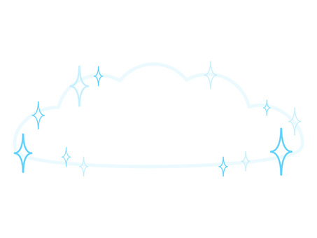 水色のフワフワした雲とキラキラ星フレーム フレーム,雲,星,キラキラ,輝き,エフェクト,水色,パステルカラー,青,空のイラスト素材