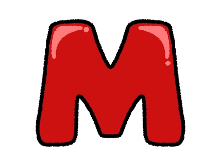 アルファベット　M m,アルファベット,文字,大文字,英語,赤,シンプル,挿絵,素材,ゆるいのイラスト素材