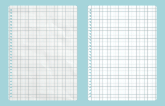 水色の線の方眼ルーズリーフ ルーズリーフ,ノート,紙,用紙,線,メモ帳,水色,白,方眼紙,イラストのイラスト素材