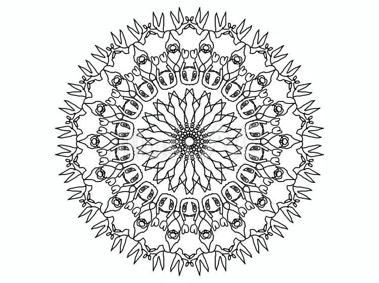 マンダラ塗り絵 マンダラ,塗り絵,模様のイラスト素材