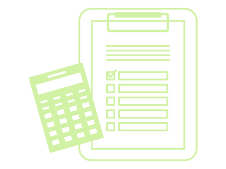 計画、会計、タスク管理・電卓とバインダー バインダー,電卓,クリップボード,チェックリスト,計算機,計算,会計,経理,仕事,ビジネスのイラスト素材