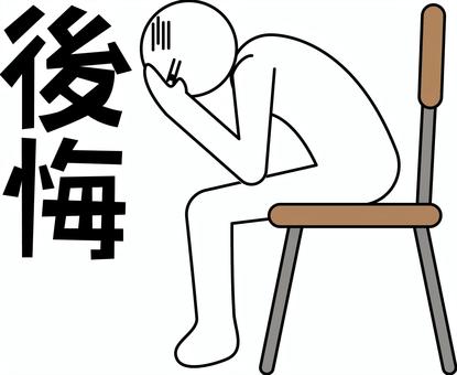 後悔　 後悔,落ち込む,椅子,座る,考え込む,漢字,デフォルメ,人物のイラスト素材
