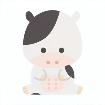 シンプルな牛のイラスト素材 うし,牛,動物,かわいい,おすわり,乳,キャラクター,動物園,牧場,シンプルのイラスト素材