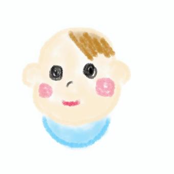 微笑む男の子_水彩 微笑む男の子_水彩 手描き,あかちゃん,笑顔のイラスト素材