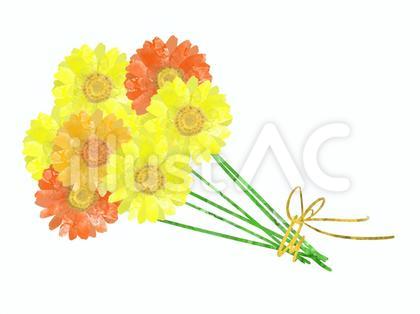 水彩タッチのガーベラの花束