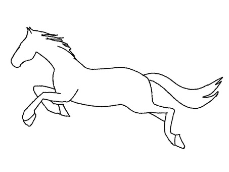 疾走する馬のシルエット シルエット,馬,疾走,走る,pop調,手描き,挿絵,ワンポイント,素材,商用可のイラスト素材