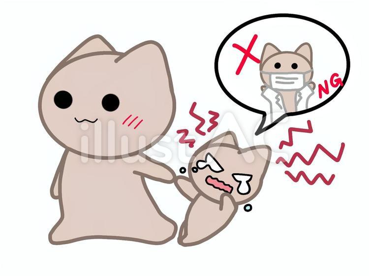 病院を嫌がるネコ ネコ,動物,可愛いのイラスト素材