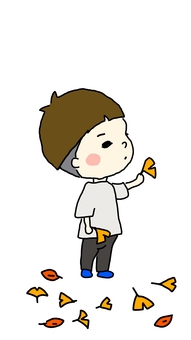 イチョウと男の子