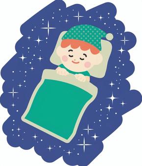 夢の中の男の子 絵本,可愛い,ゆるい,手描き,デコレーション,素材,挿絵,画像,アイコン,ふんわりのイラスト素材