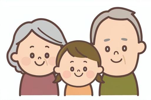 祖父母と孫 おじいさん,おばあさん,孫,子供,老人,高齢者,家族のイラスト素材