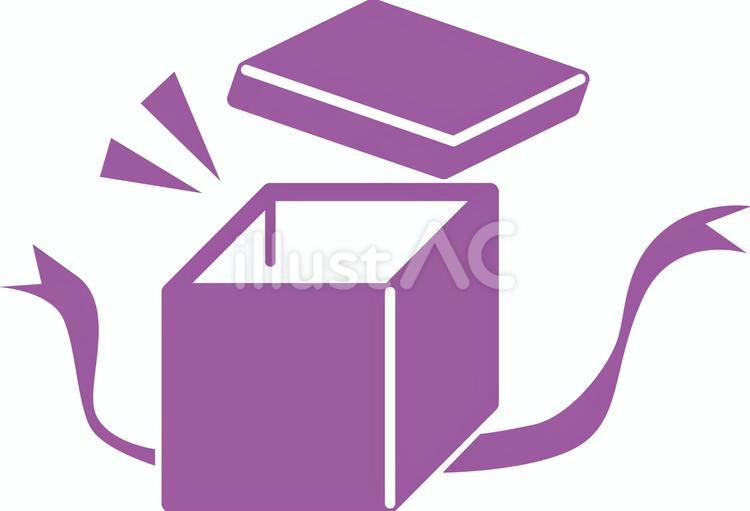 プレゼント　　デフォルメ　紫 プレゼント,箱,フタのイラスト素材