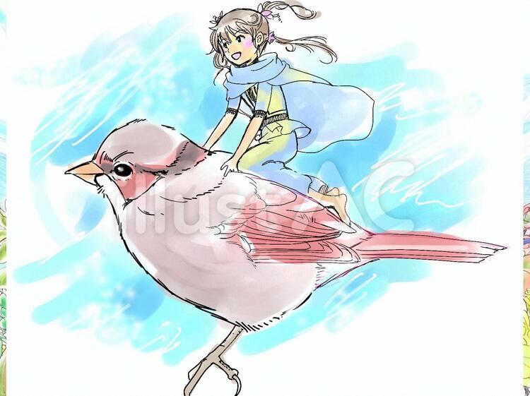 鳥に乗る少女イラスト No 無料イラストなら イラストac