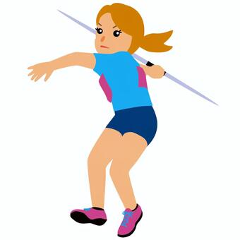陸上・女子やり投げ選手 陸上競技,やり投げ,女子選手,フィールド,全身,ユニフォーム,若い,かわいい,プロポーション,シンプルのイラスト素材