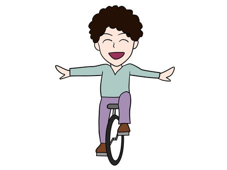 バランスを取って安定する バランス,一輪車,乗る,男子,笑顔,平衡感覚,平衡,調和,中庸,釣り合いのイラスト素材