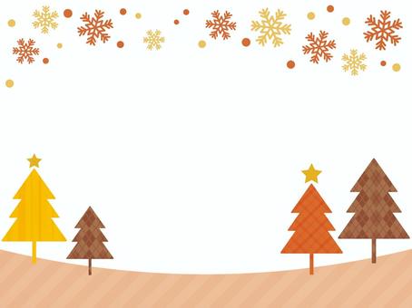 Frame of orange Christmas tree and snow, weihnachten, baum, der winter, JPG and PNG