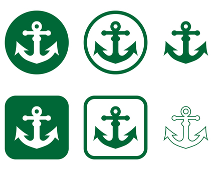 アンカー 碇 アイコンセット 緑 アンカー,碇,錨,船,海,港,ヨット,停泊,造船,航海のイラスト素材