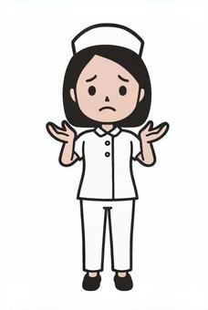 困惑する人 困惑する人 お手上げ,悩み,困惑,苦悩,苦しみ,挫折,看護婦,ナース服,病院,女のイラスト素材
