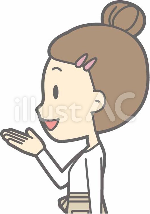 エプロン主婦c-案内左横-バスト シンプル,かわいい,女性のイラスト素材