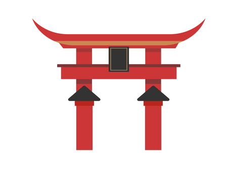 厳島神社の大鳥居のイラスト 厳島神社,大鳥居,観光,広島,歴史的建造物,世界文化遺産のイラスト素材