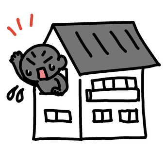 家から助けを求める人 シルエット,自宅,助け,求める,ヘルプ,救援,汗,焦る,やばい,危険のイラスト素材