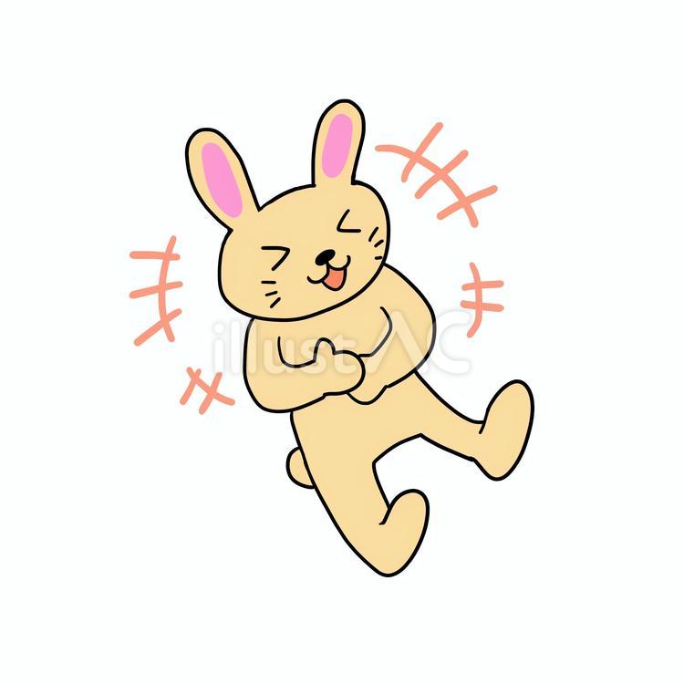 腹を抱えて笑ううさぎ うさぎ,動物,キャラのイラスト素材