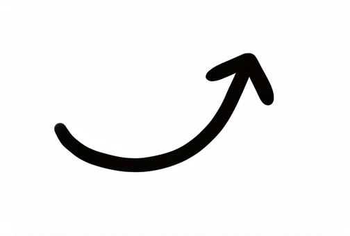 上がるやじるし（黒） 矢印,上がる,上昇,右上,上,シンプル,手描き,説明,黒のイラスト素材