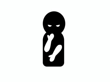 シンプルな不審者のイラスト 不審者,怪しい,怪しげ,人物,白黒,モノクロ,シンプル,シルエット,アイコン,イラストのイラスト素材