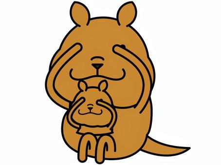 Illustration, chilla watching, peeping, kangaroo, 