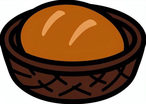焦げ茶のかごのパンです。 パン,カゴ,シンプル,バスケット,食べ物,洋食,家庭用,茶色のイラスト素材