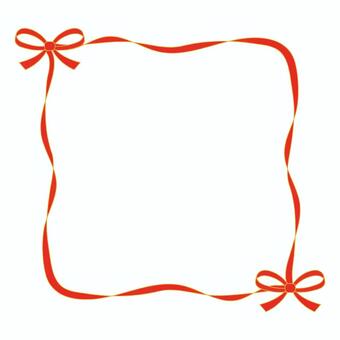 赤リボンの装飾フレーム リボン,フレーム,枠,装飾,飾り枠,赤,ギフト,ラッピング,かわいい,ガーリーのイラスト素材