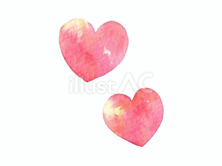 ２つのハート　水彩 ハート,記号,絵文字のイラスト素材